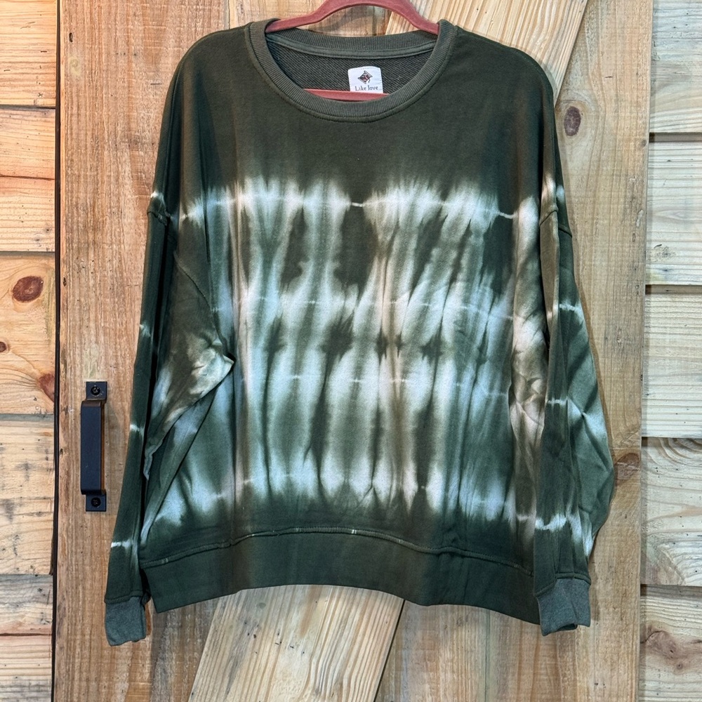 Like Love Tie-Dye Green Sweatshirt